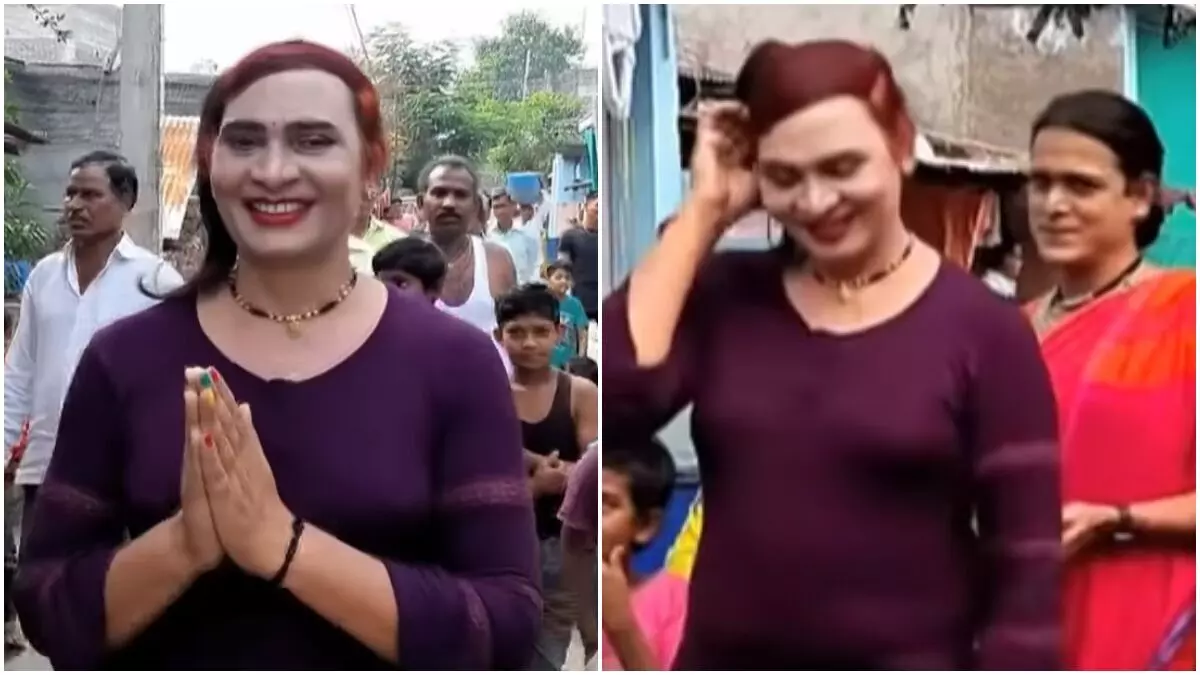 जळगावाच्या भादली ग्राम पंचायतीत तृतीयपंथी अंजली पाटील यांचा गुलाल