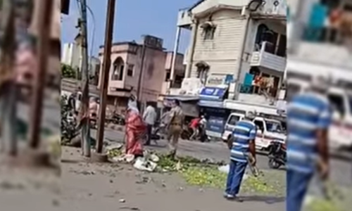 गरीब महिलेची भाजी पोलीस उपनिरीक्षकाने अक्षरश: रस्त्यावर फेकून दिली